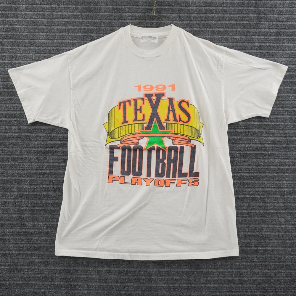 Vintage 90s Advanced Impressions Texas Football T Shirt Mens XL White Graphic